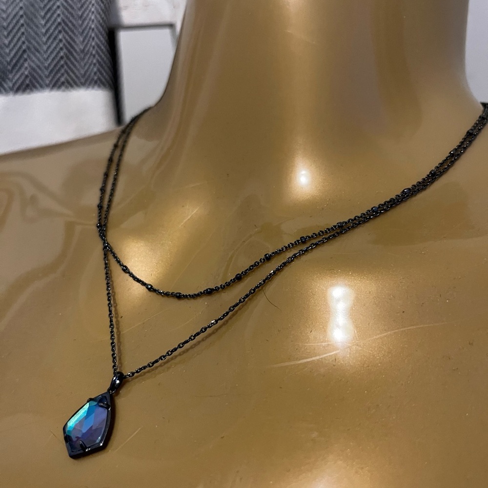 Black and iridescent stone necklace